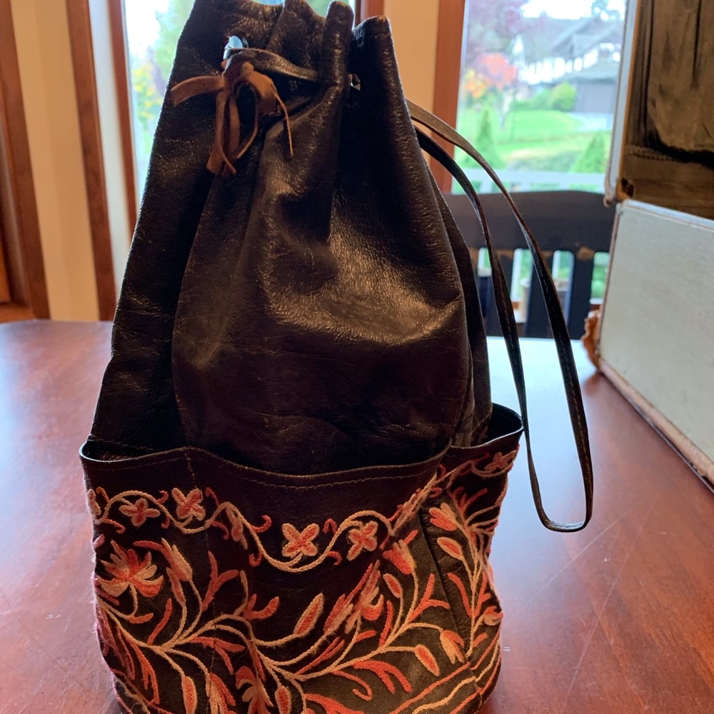 Real leather bucket purse